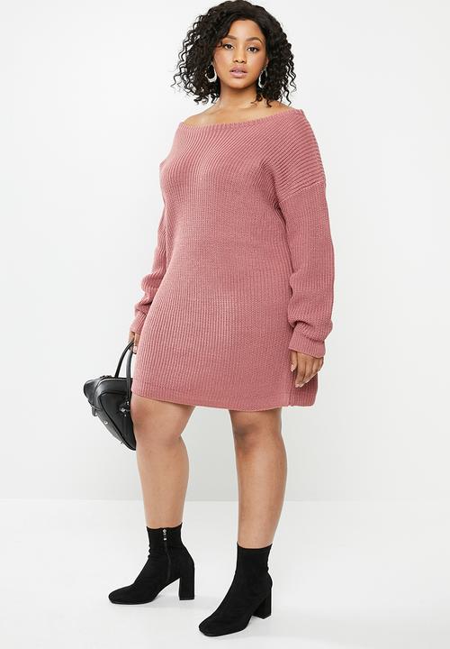 Missguided - Curve off the shoulder jumper dress - mauve