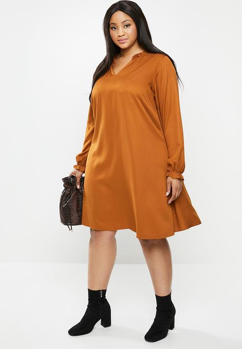 JUNAROSE - Alina above knee dress - caramel café