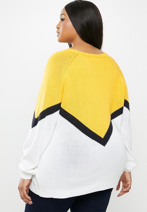 Carmakoma - Sara colour-block pullover - yellow & white