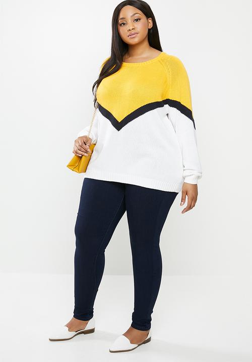 Carmakoma - Sara colour-block pullover - yellow & white