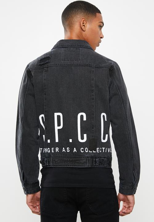S.P.C.C - Jackson denim jacket back waistband print - black