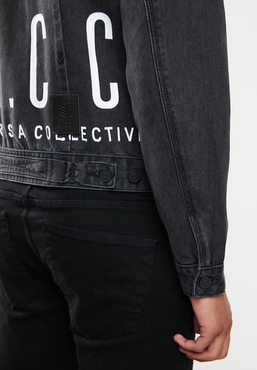 S.P.C.C - Jackson denim jacket back waistband print - black