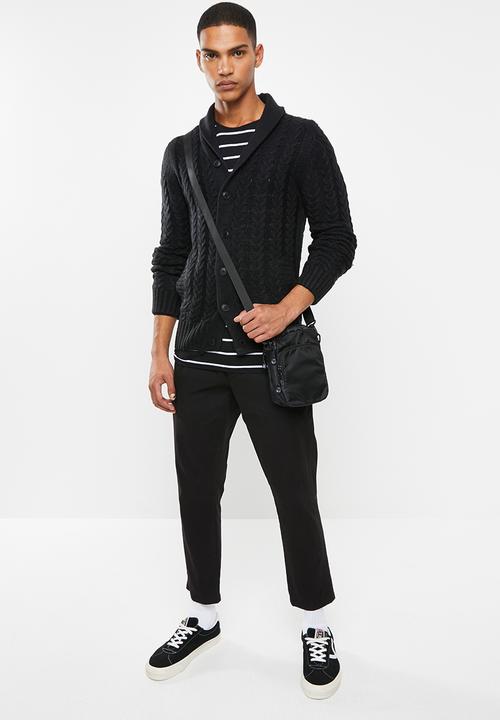 Brave Soul - Schematic button up cardi - black