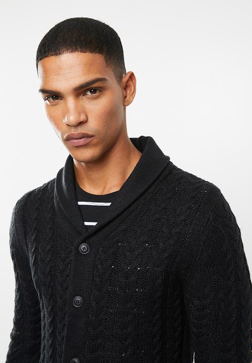 Brave Soul - Schematic button up cardi - black