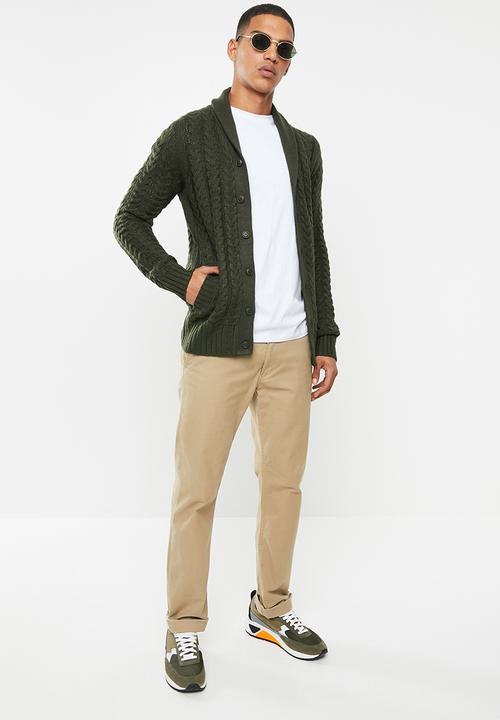 Brave Soul - Schematic button up cardi - khaki