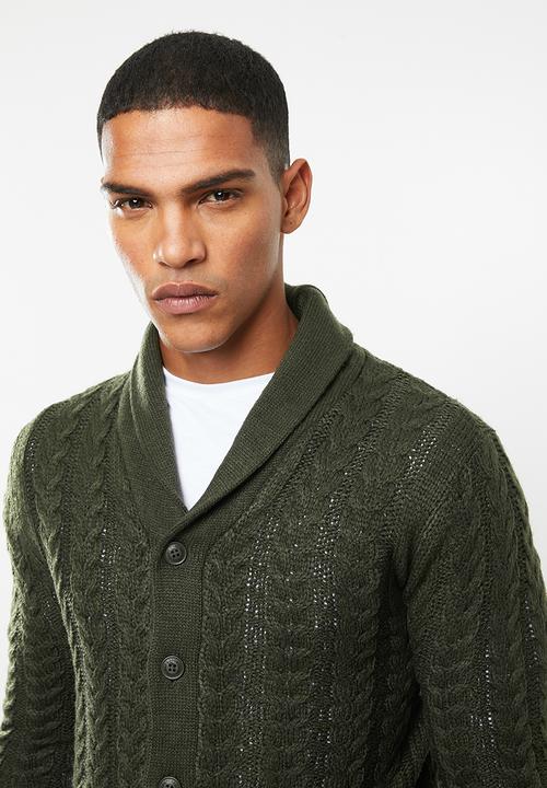 Brave Soul - Schematic button up cardi - khaki