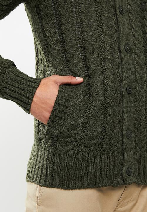 Brave Soul - Schematic button up cardi - khaki