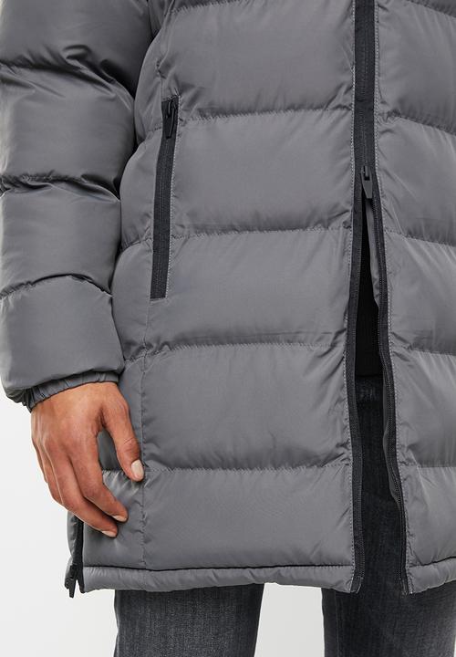 Brave Soul - Albie padded longline jacket - black & grey