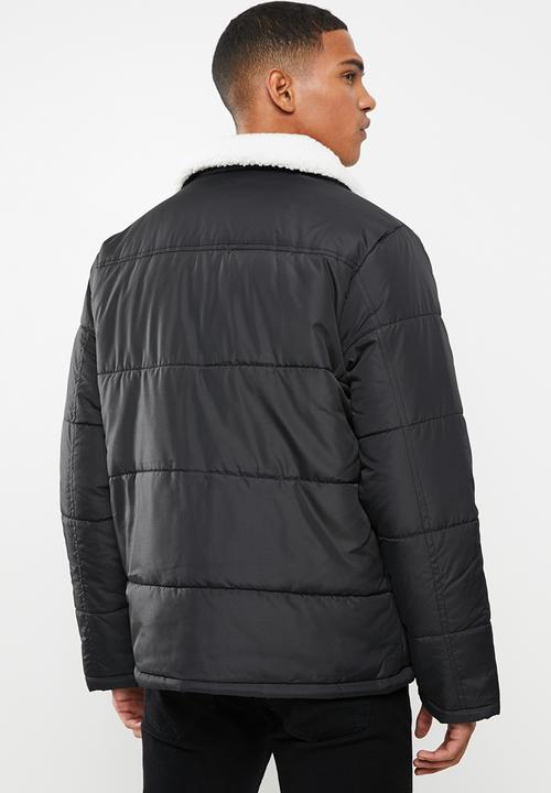 Brave Soul - Connolly padded zip through jacket - black