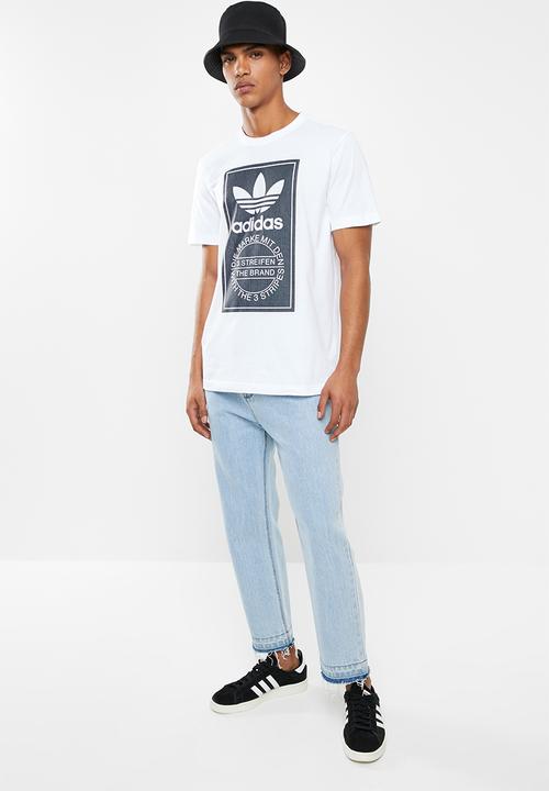 adidas Originals - Tartan tongue tee - white