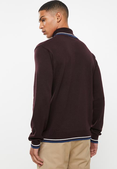Brave Soul - Livingston roll-neck knitwear - burgundy