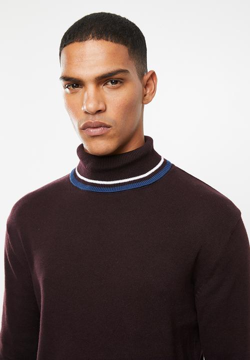 Brave Soul - Livingston roll-neck knitwear - burgundy