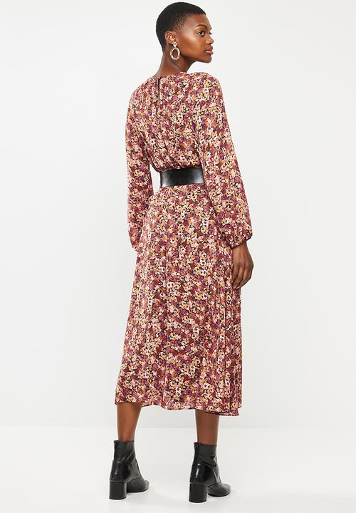 VELVET - Pu belt midi dress - multi 