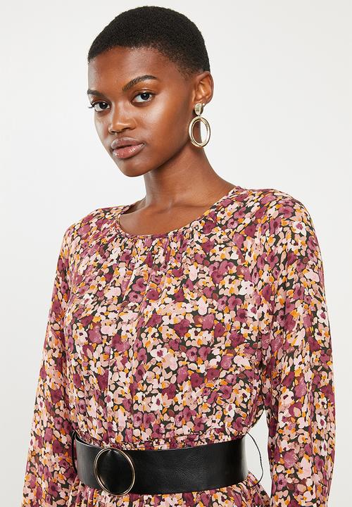 VELVET - Pu belt midi dress - multi 