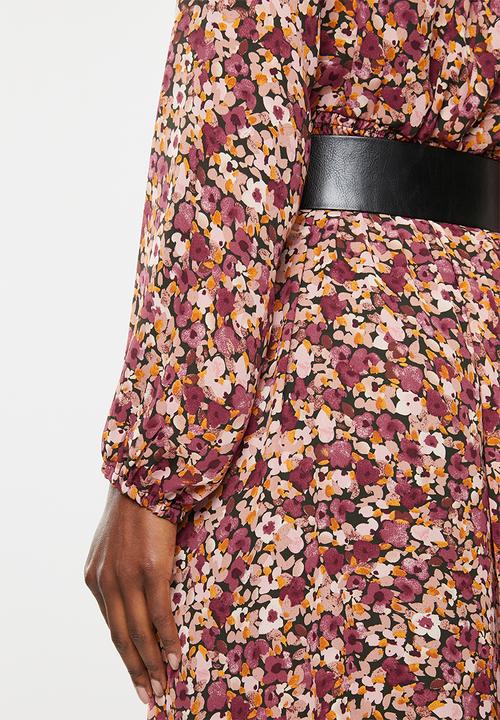 VELVET - Pu belt midi dress - multi 