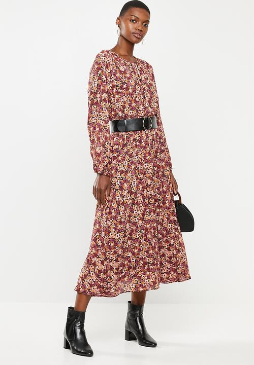 VELVET - Pu belt midi dress - multi 