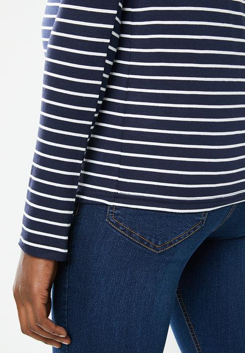 edit Maternity - Maternity Ls boat neck tee - navy/white stripe