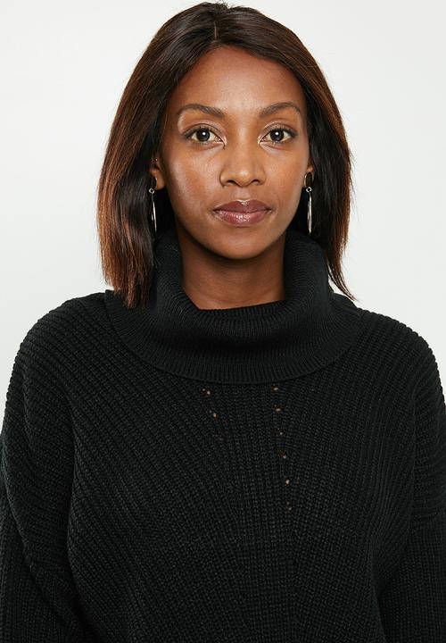 edit - Slouchy cowl neck jumper - black