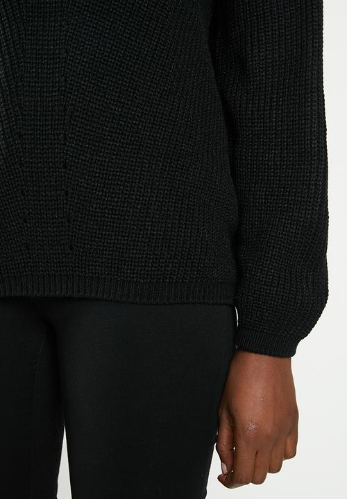 edit - Slouchy cowl neck jumper - black