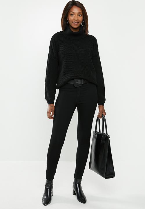 edit - Slouchy cowl neck jumper - black