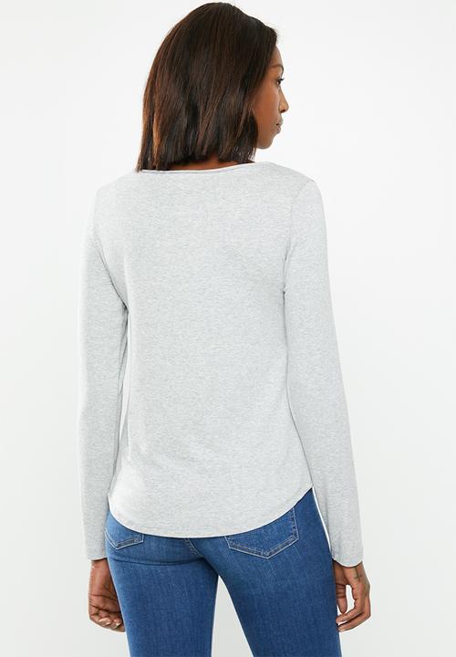 edit - Wide neck long sleeve 2 pack - navy & grey