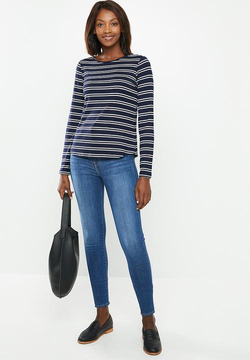 edit - Wide neck long sleeve 2 pack - navy & grey
