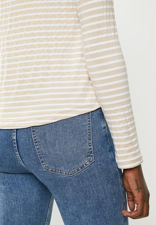 edit - Wide neck long sleeve 2 pack - beige & white