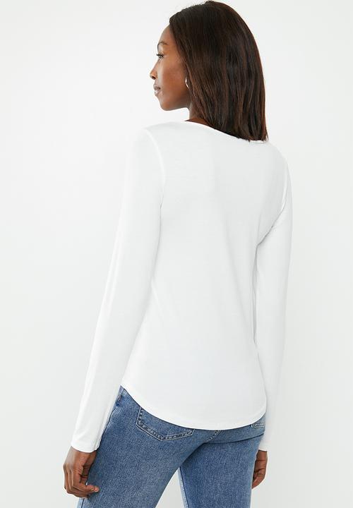 edit - Wide neck long sleeve 2 pack - beige & white