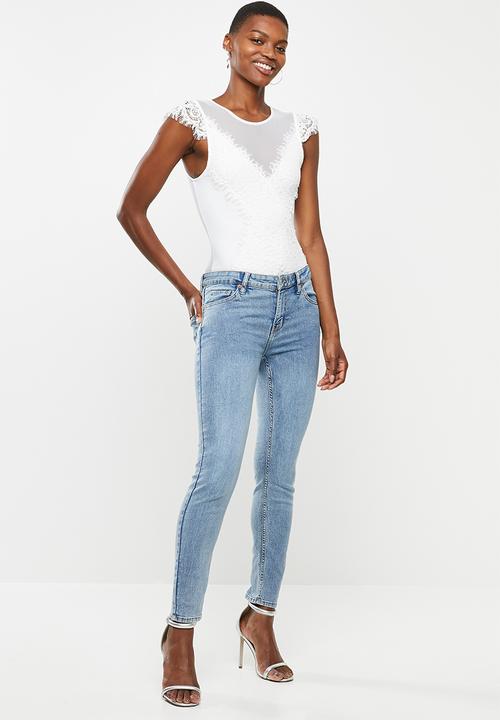 VELVET - Lace mesh bodysuit - ivory