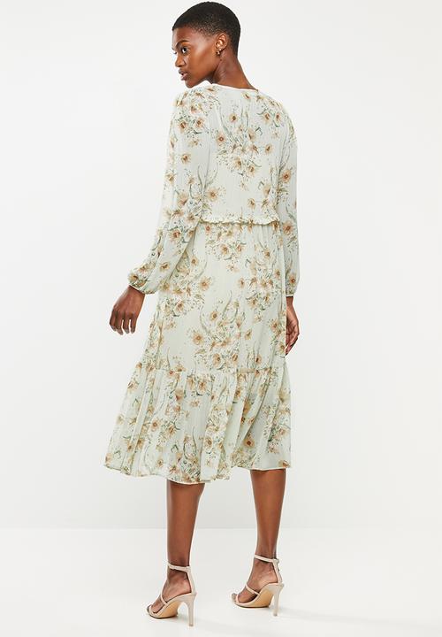 VELVET - Floral midi dress - green