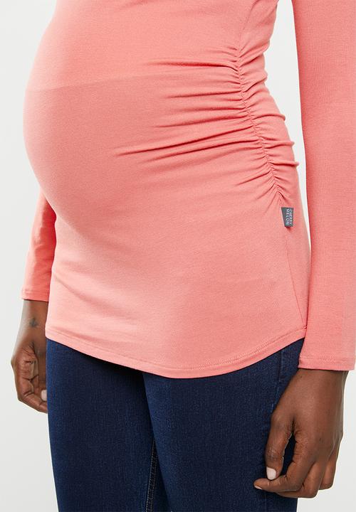 Cherry Melon - Maternity Jewel neck T-shirt - dark coral