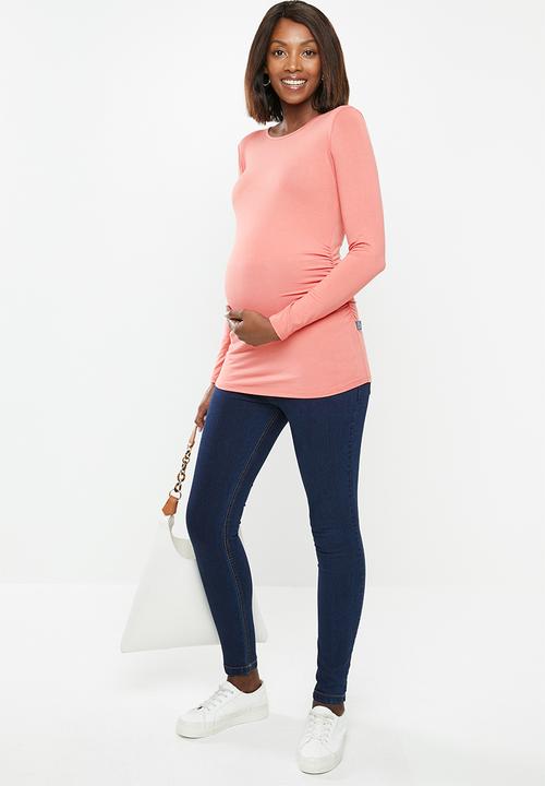 Cherry Melon - Maternity Jewel neck T-shirt - dark coral