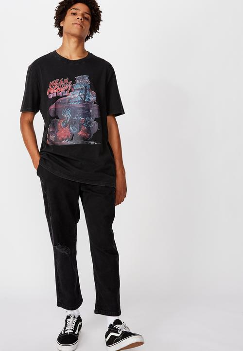 Factorie - Mean machine regular graphic T-shirt - washed black