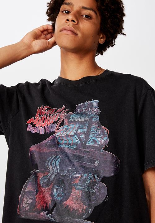 Factorie - Mean machine regular graphic T-shirt - washed black