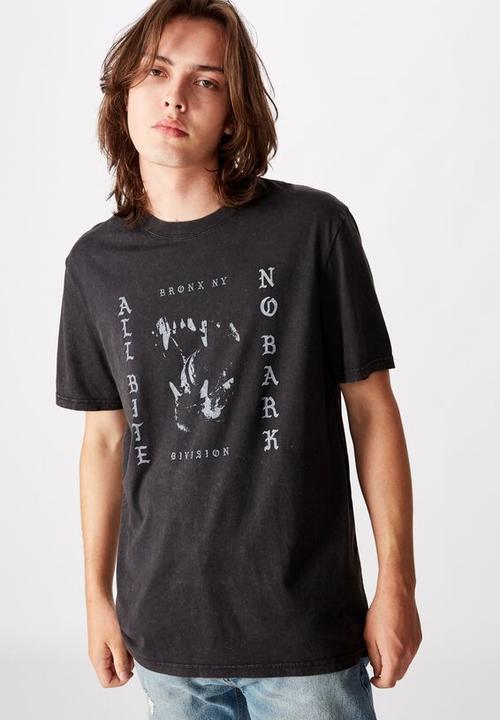 Factorie - All bite regular graphic T-shirt - washed black