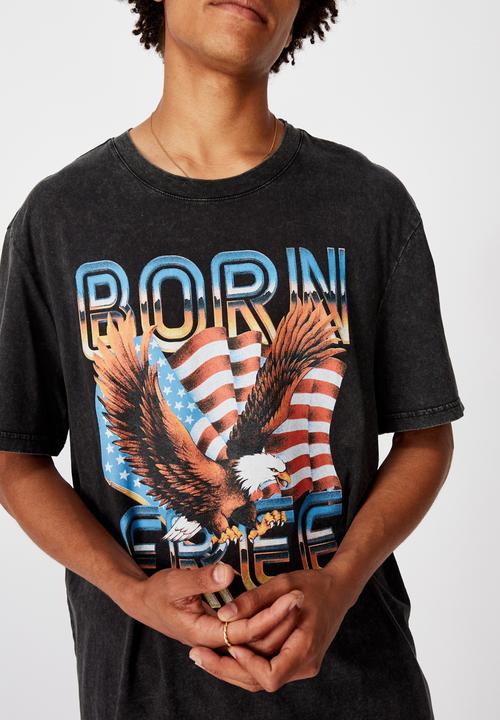 Factorie - Born free regular graphic T-shirt - washed black