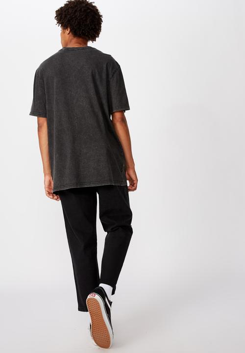 Factorie - Born free regular graphic T-shirt - washed black