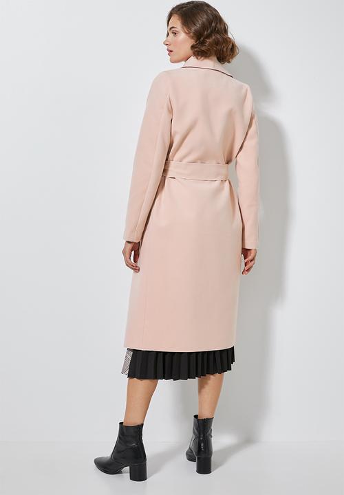 Superbalist - Unlined wrap melton coat - dusty pink