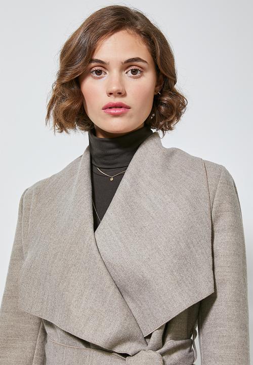 Superbalist - Unlined wrap melton coat - taupe 