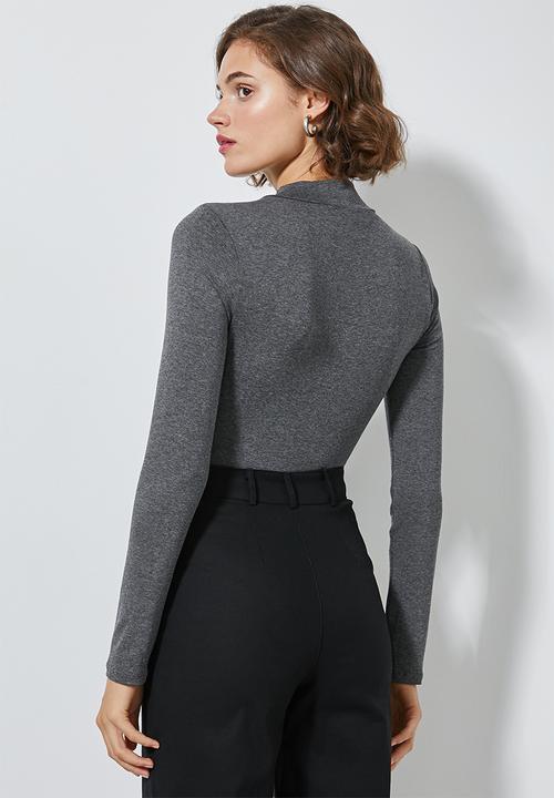 Superbalist - 2 Pack long sleeve high neck bodysuit - grey & white