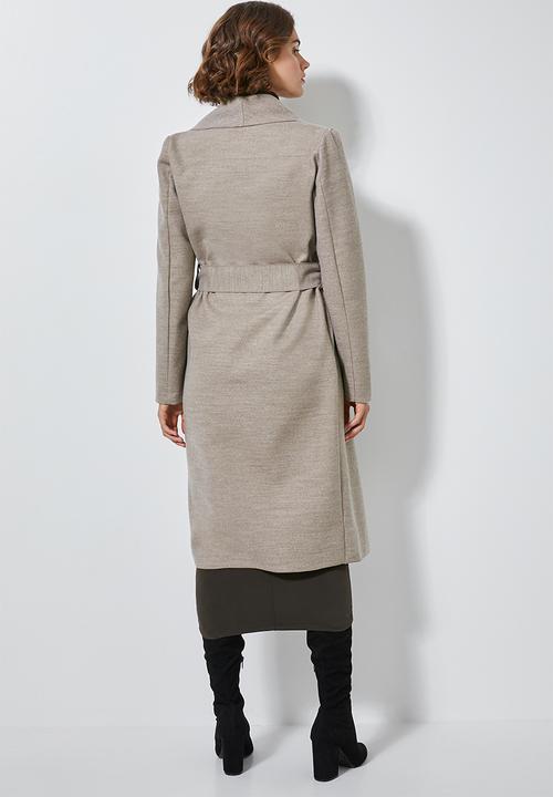 Superbalist - Unlined wrap melton coat - taupe 
