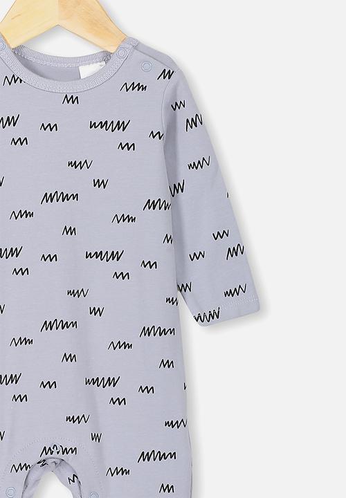 Cotton On - The long sleeve snap romper - grey