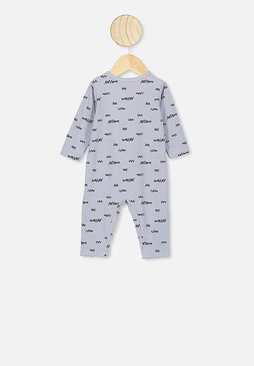 Cotton On - The long sleeve snap romper - grey