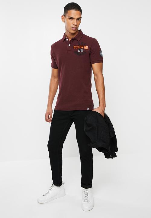 Superdry. - Superstate shadow polo - burgundy