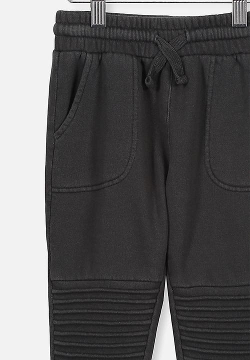 Cotton On - Moto trackpant - black wash moto