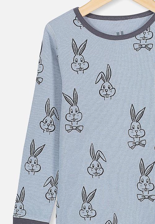 Cotton On - Jack boys long sleeve waffle pyjama set - rain cloud