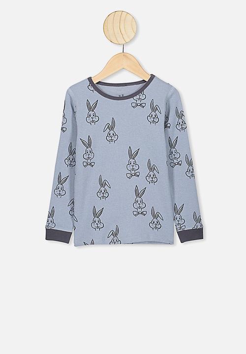 Cotton On - Jack boys long sleeve waffle pyjama set - rain cloud