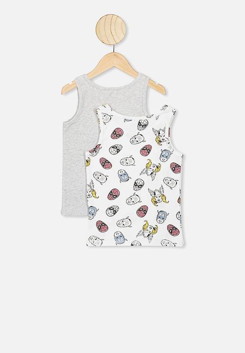 Cotton On - Boys 2 pack singlet - white & grey