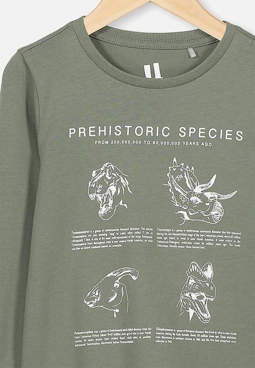 Cotton On - Tom long sleeve tee - bush green prehistoric