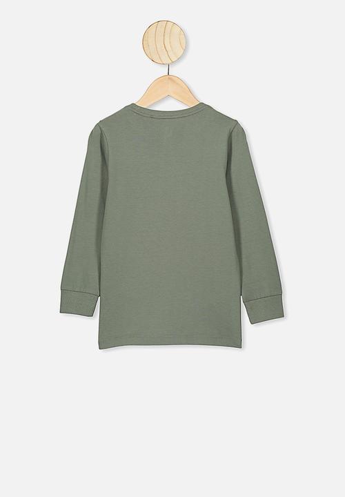 Cotton On - Tom long sleeve tee - bush green prehistoric